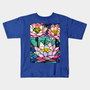 Stained Glass Lotus Flowers Kids T-Shirt